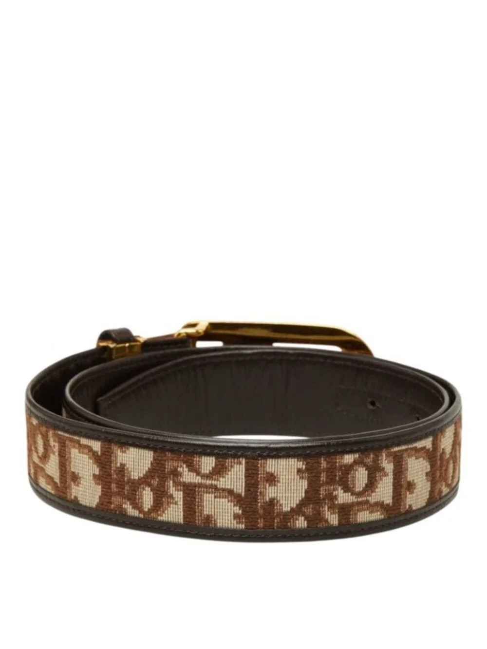 Dior Trotter Belt Brown Leather Canvas